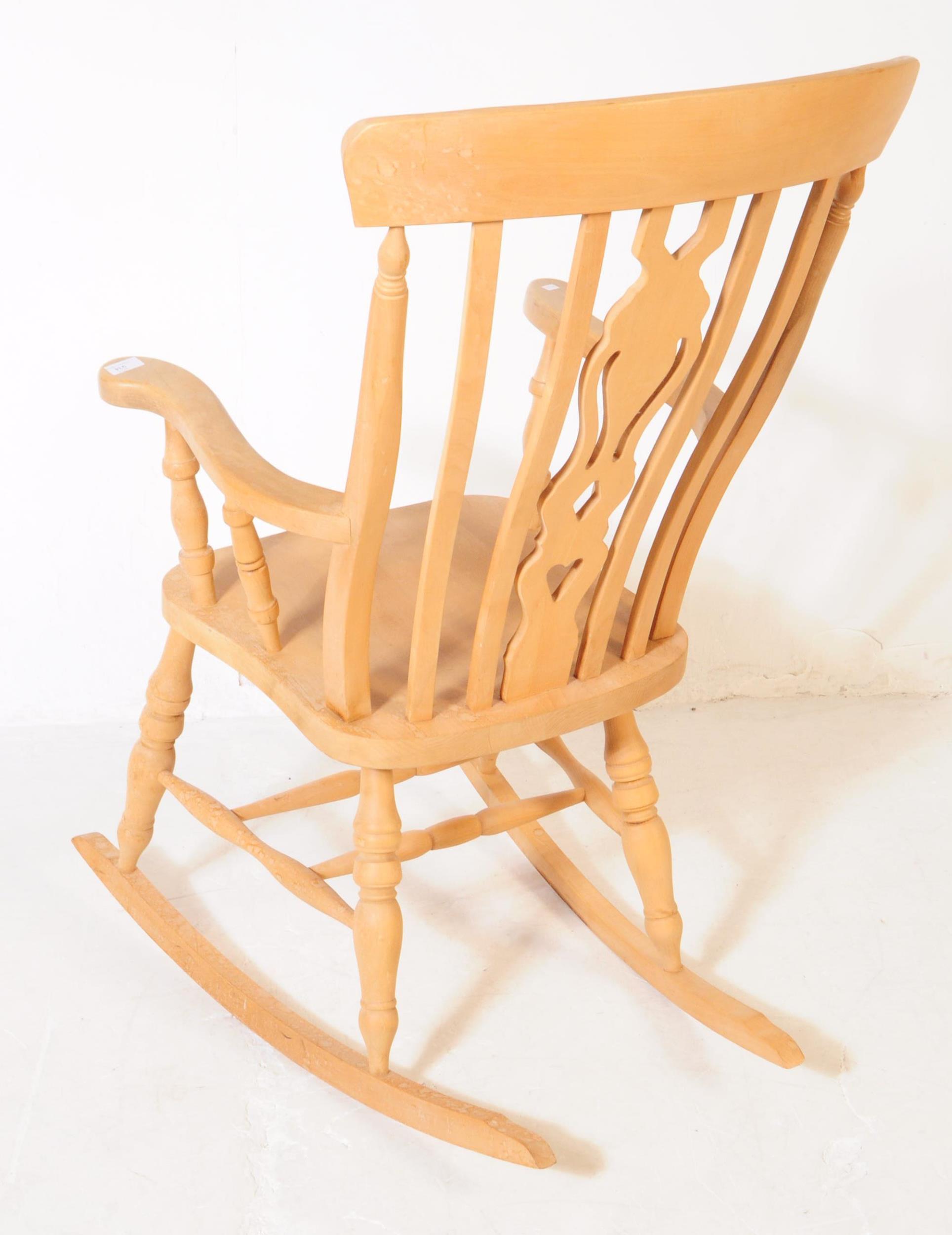 PINE WOOD WINDSOR ROCKING ARMCHAIR - Image 5 of 5