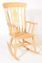 PINE WOOD WINDSOR ROCKING ARMCHAIR