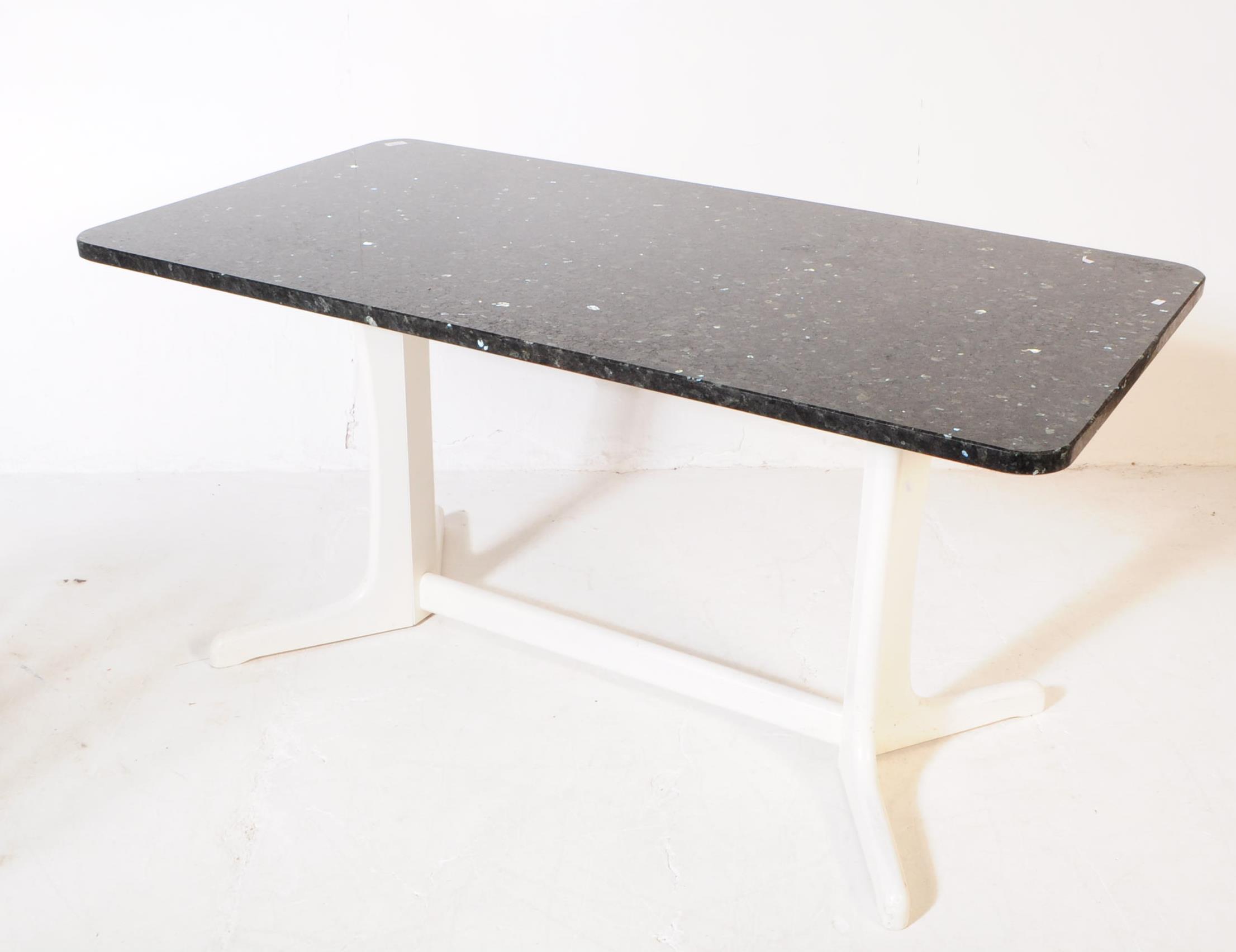 BRITISH MODERN DESIGN - GRANITE TOP DINING TABLE W/ CHAIRS - Image 2 of 8