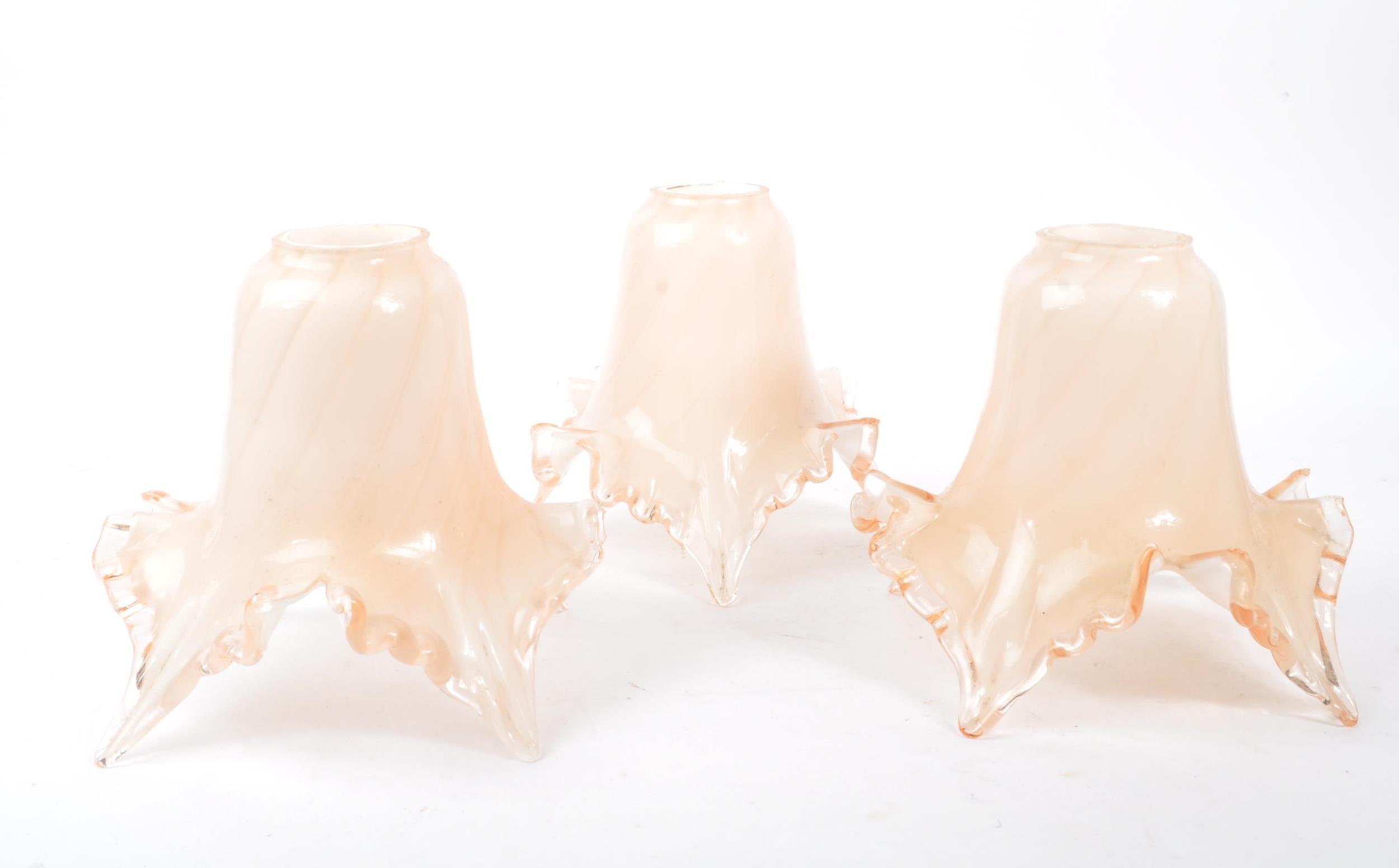 MURANO - THREE MID CENTURY PINK HAND BLOWN GLASS LIGHT SHADES