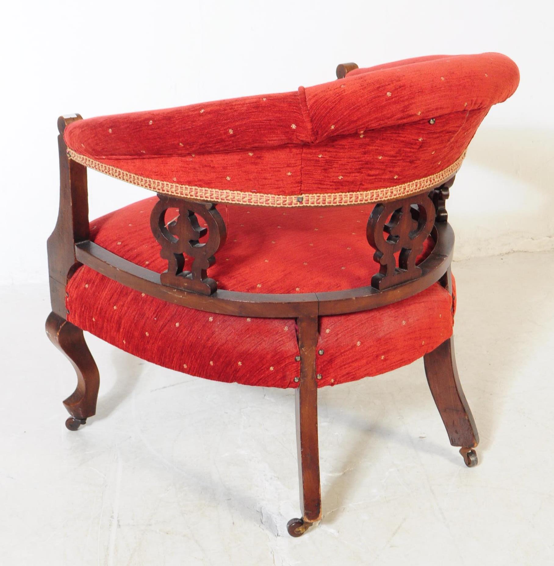 EDWARDIAN ASH UPHOLSTERED SMOKERS BOW ARMCHAIR - Image 3 of 3