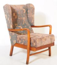 MID CENTURY ELM WINGBACK ARMCHAIR