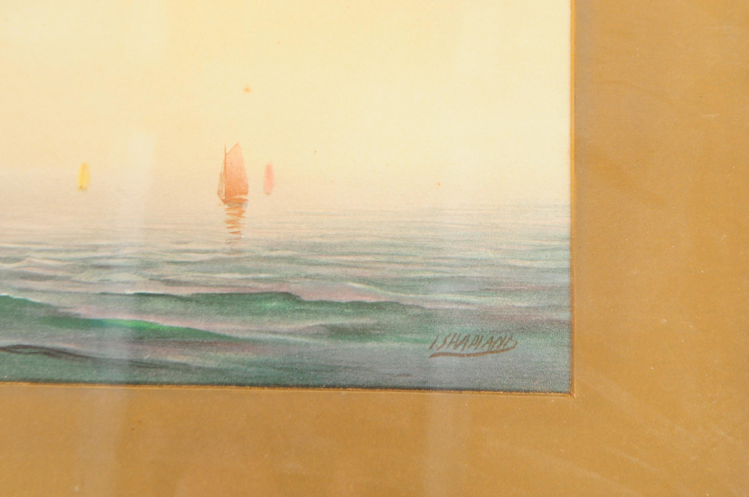 JOHN SHAPLAND - FIVE WATERCOLOUR SEASCAPE PAINTINGS - Image 3 of 4