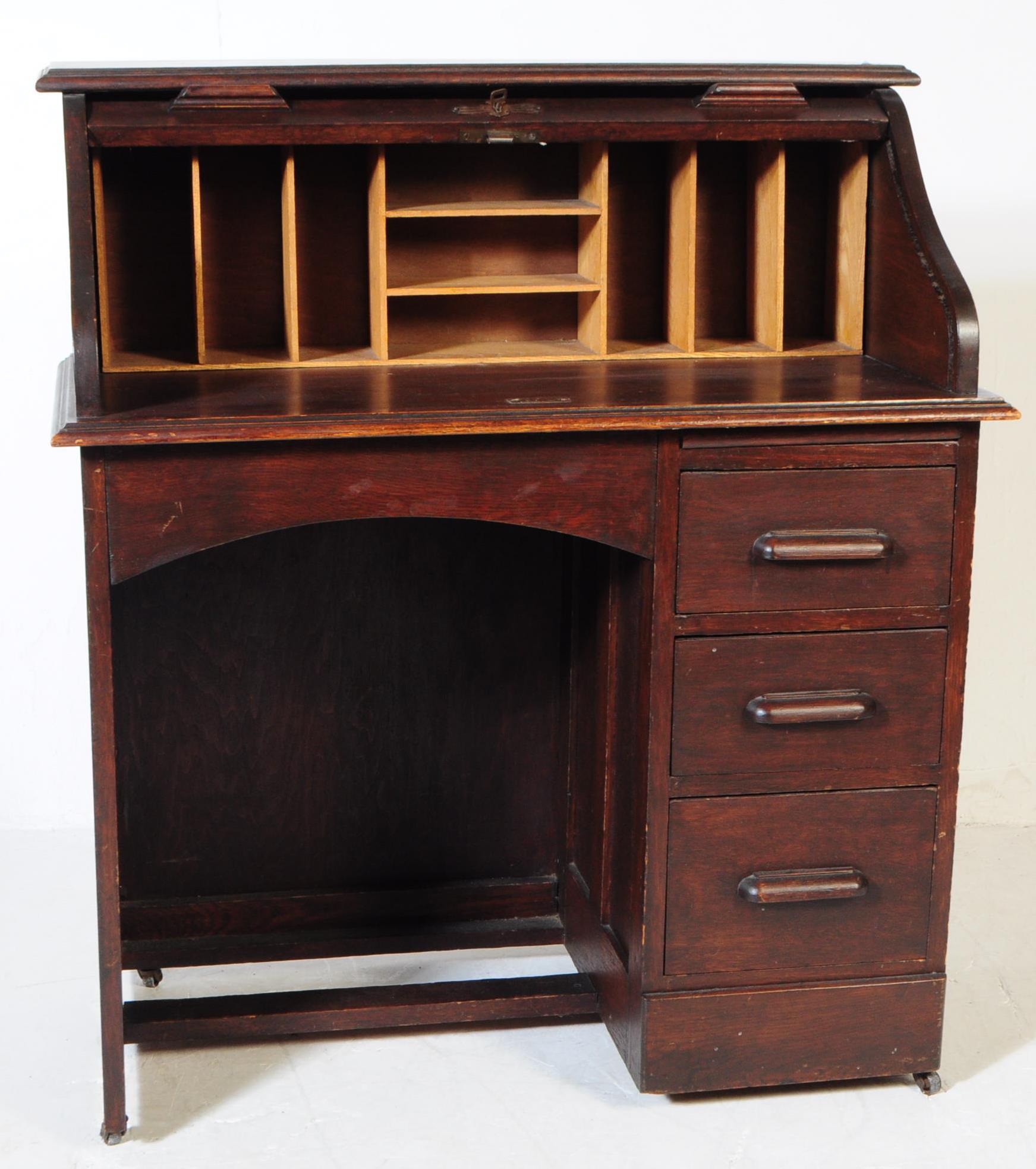 EARLY 20TH CENTURY MAHOGANY ROLL TOP DESK - Image 2 of 7