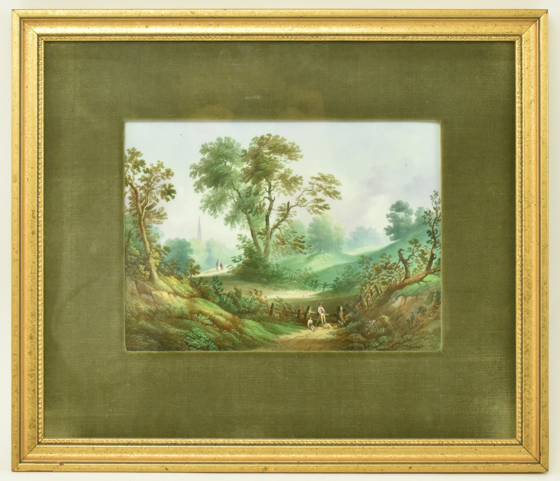 EARLY 19TH CENTURY FRAMED PORCELAIN PLAQUE OF FOREST SCENE - Image 2 of 4
