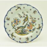 18TH CENTURY CONTINENTAL DELFT POLYCHROME TIN GLAZED PLATE