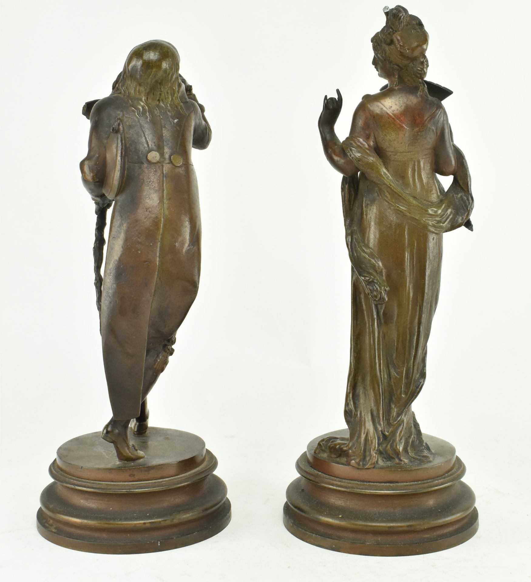 PAIR OF 19TH CENTURY BRONZE SPELTER FIGURES OF COUPLE - Image 4 of 6