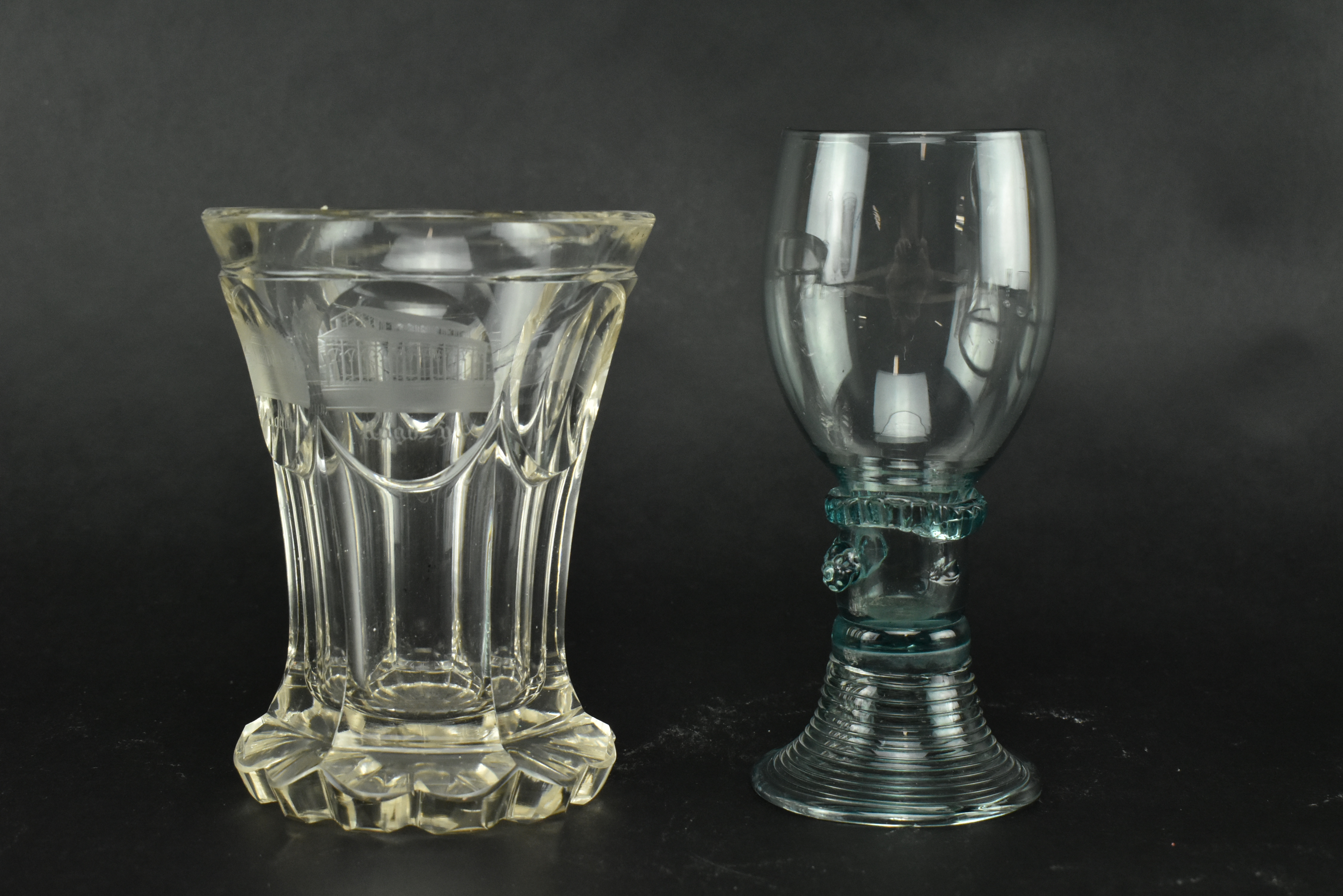 SEVEN 19TH CENTURY HAND MADE GLASSWARE ITEMS - Image 5 of 15