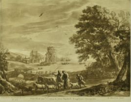 ETCHING OF CASTLE RUINS - R. EARLOM AFTER CLAUDE LE LORRAIN