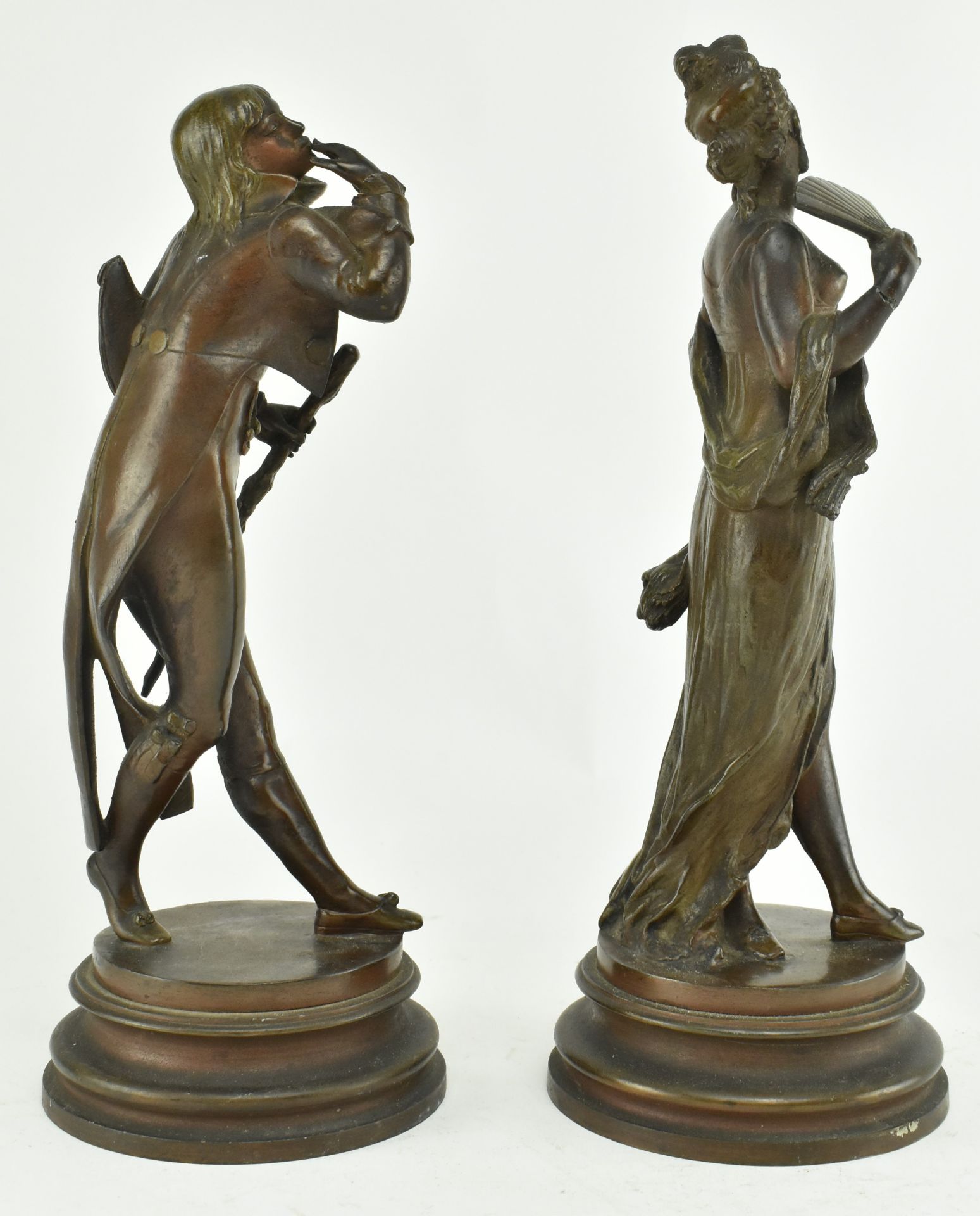 PAIR OF 19TH CENTURY BRONZE SPELTER FIGURES OF COUPLE - Image 3 of 6