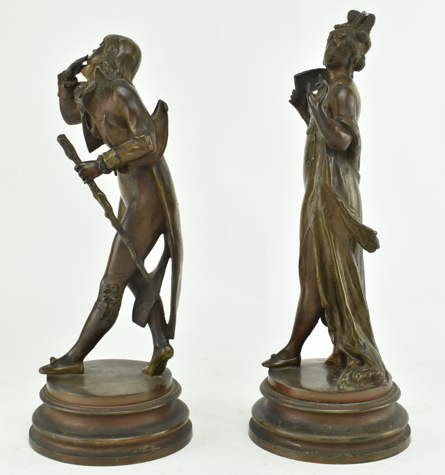 PAIR OF 19TH CENTURY BRONZE SPELTER FIGURES OF COUPLE - Image 5 of 6