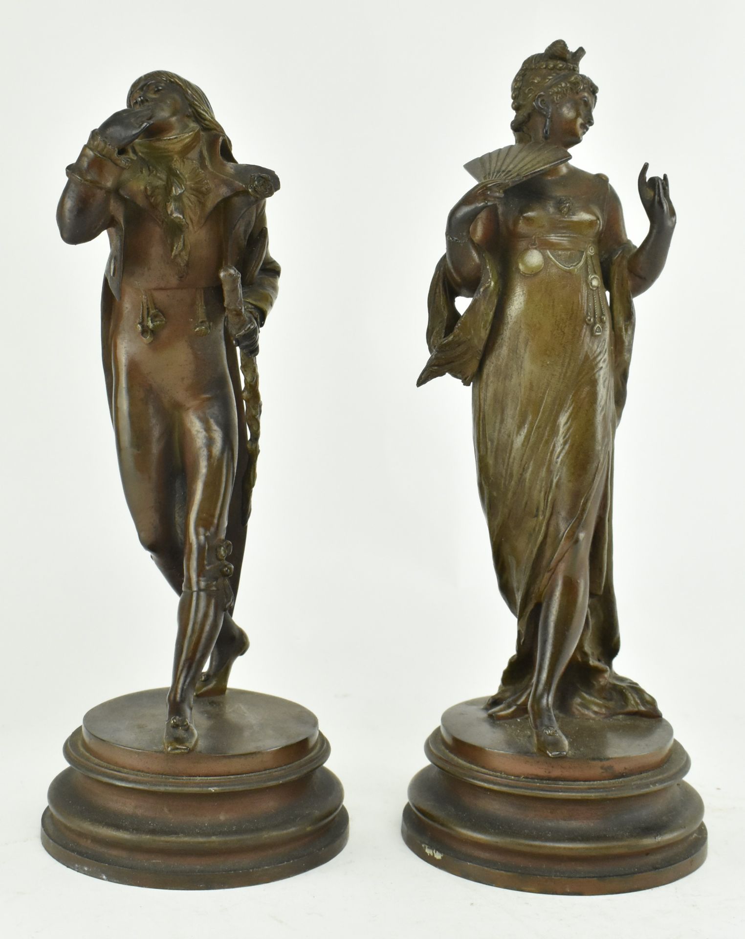 PAIR OF 19TH CENTURY BRONZE SPELTER FIGURES OF COUPLE - Image 2 of 6