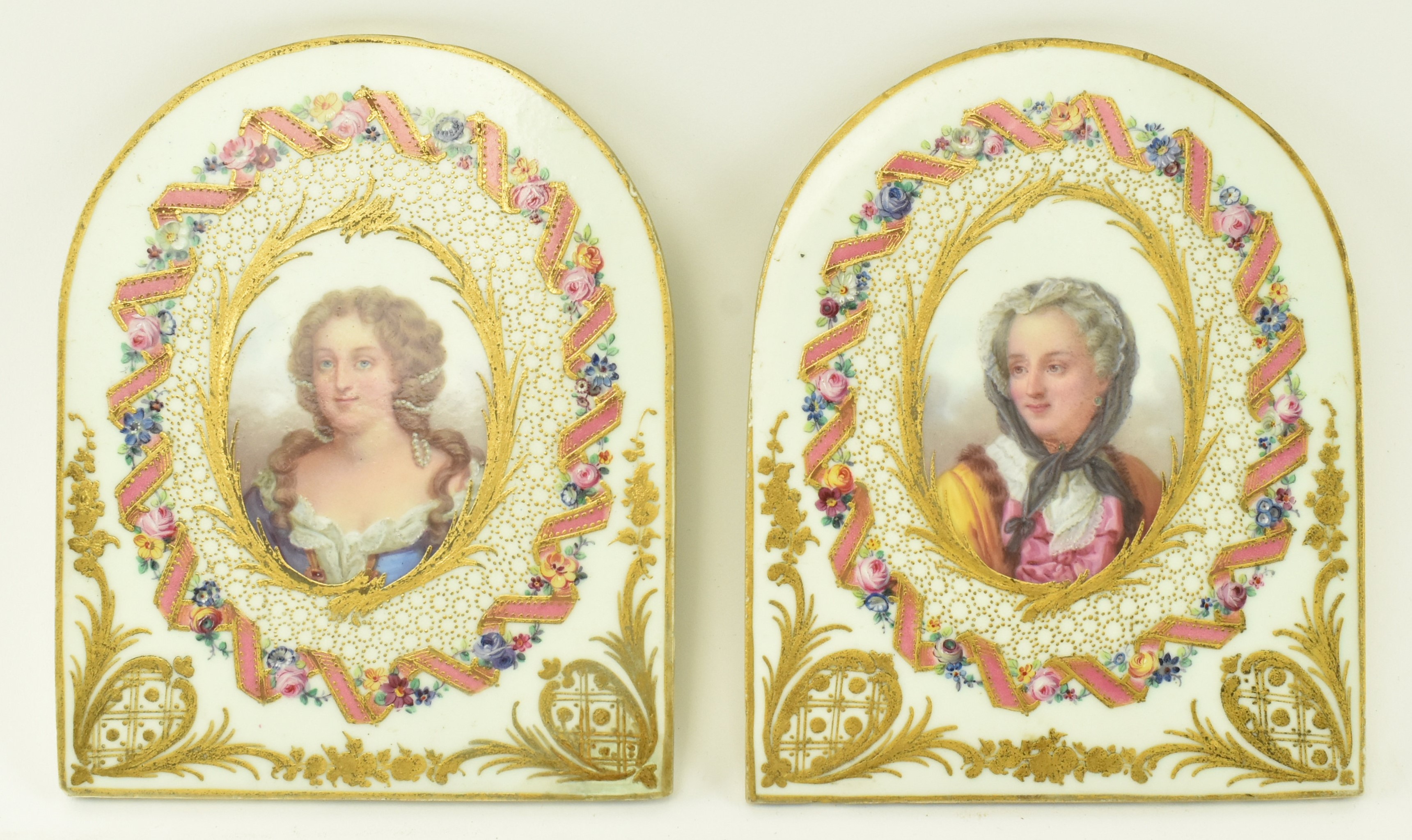 BELIEVED SEVRES PORCELAIN - PAIR OF 19TH CENTURY TILE PORTRAITS