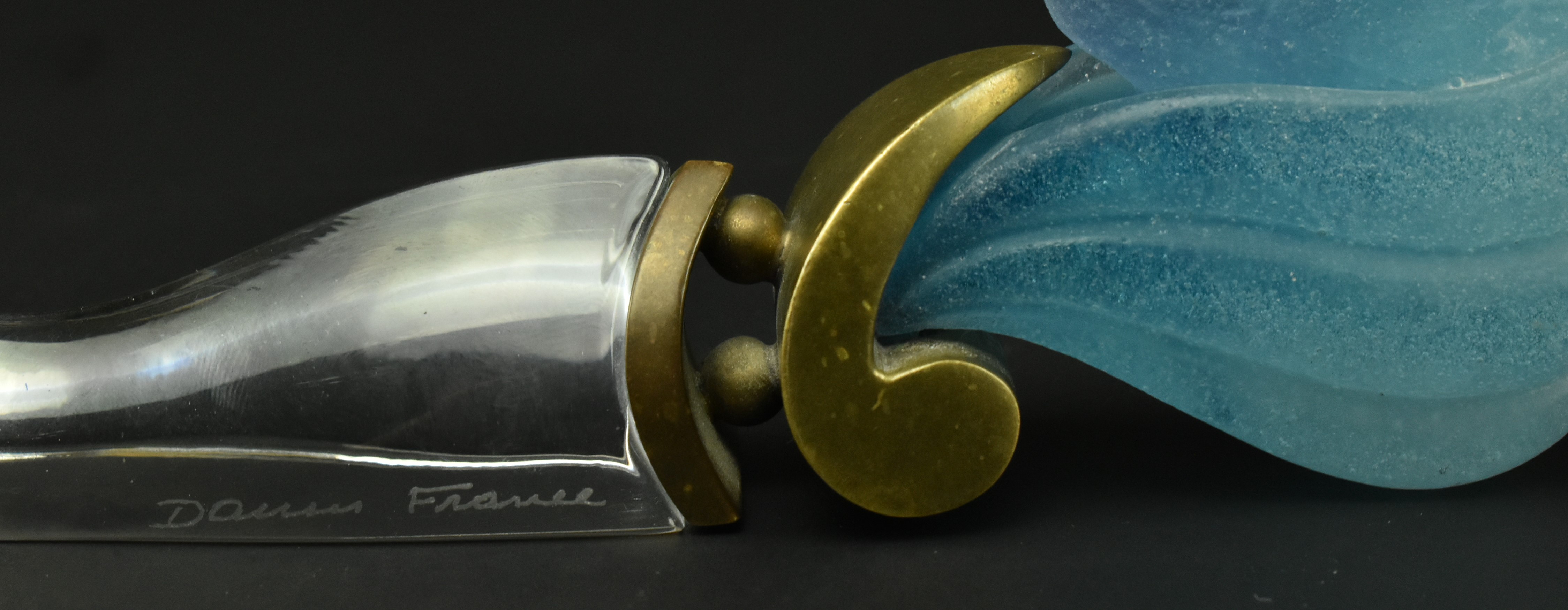 DAUM, FRANCE - PATE DE VERRE GLASS & BRASS DAGGER PAPERWEIGHT - Image 3 of 7