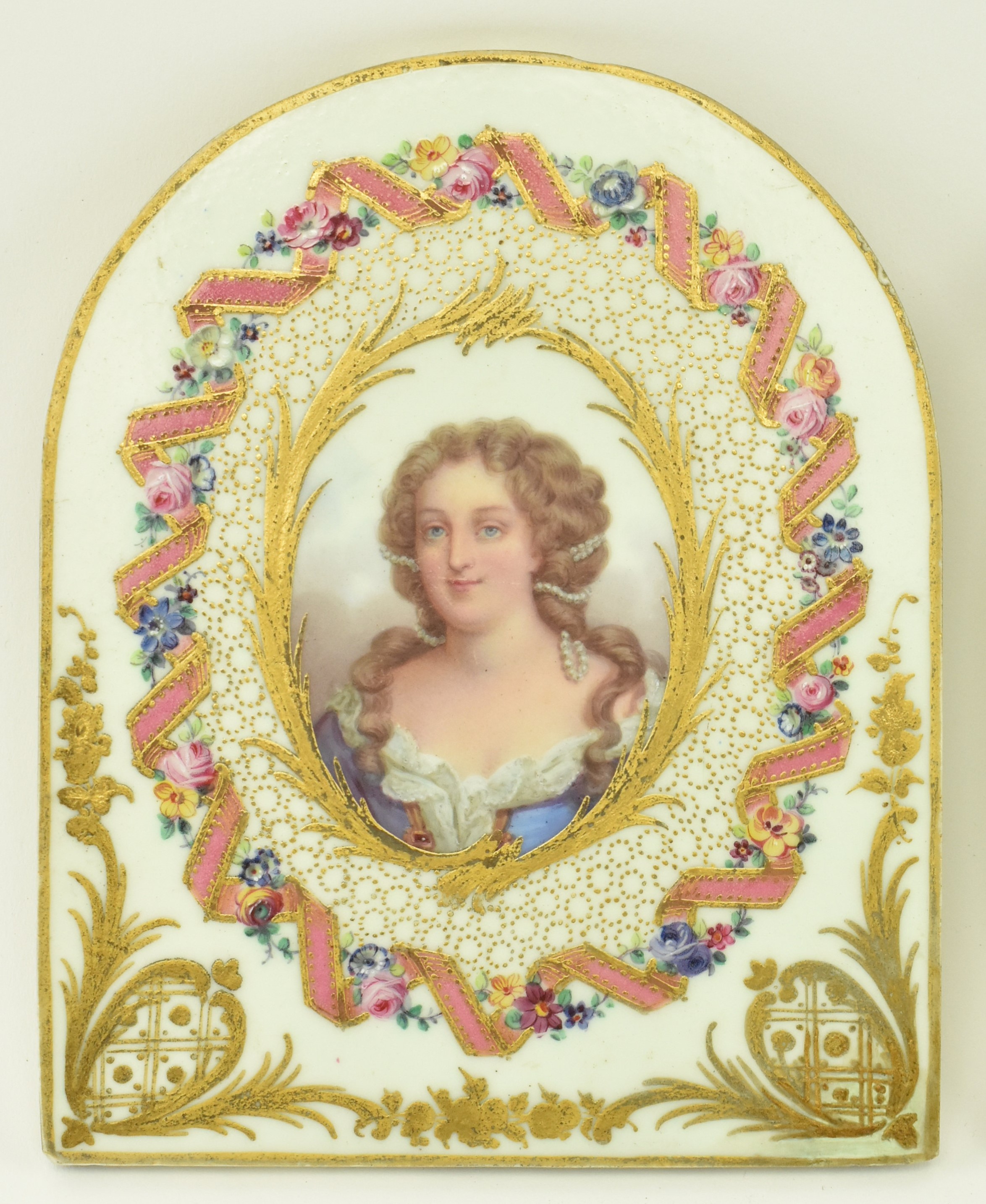 BELIEVED SEVRES PORCELAIN - PAIR OF 19TH CENTURY TILE PORTRAITS - Image 2 of 5