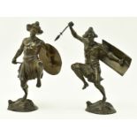 PAIR OF SOUTH AMERICAN 19TH CENTURY BRONZE WARRIORS FIGURES