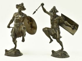PAIR OF SOUTH AMERICAN 19TH CENTURY BRONZE WARRIORS FIGURES