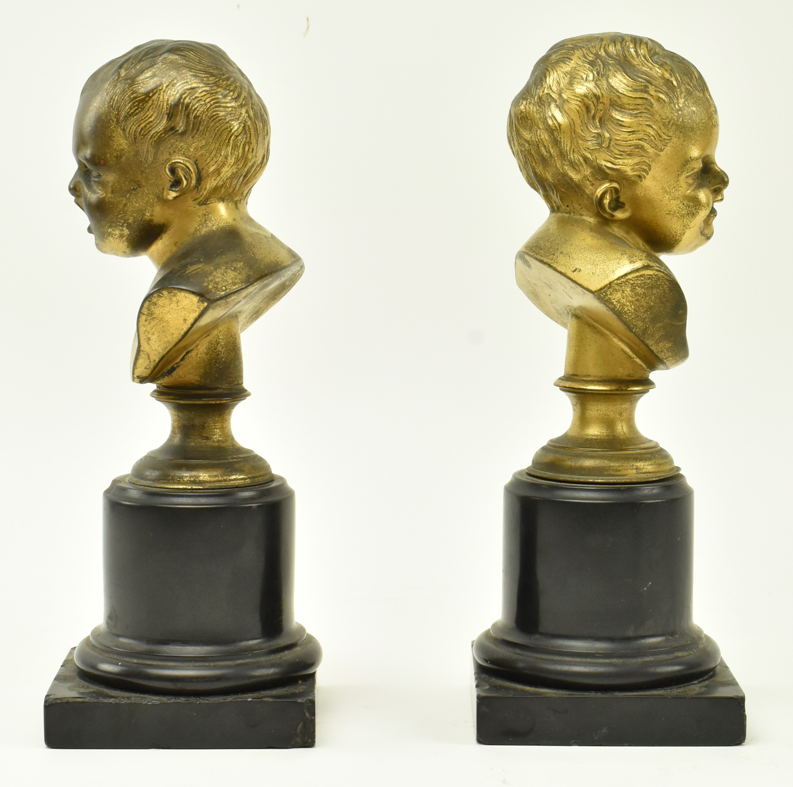 PAIR OF VICTORIAN 19TH CENTURY BRONZE CRYING INFANT BUSTS - Image 4 of 7