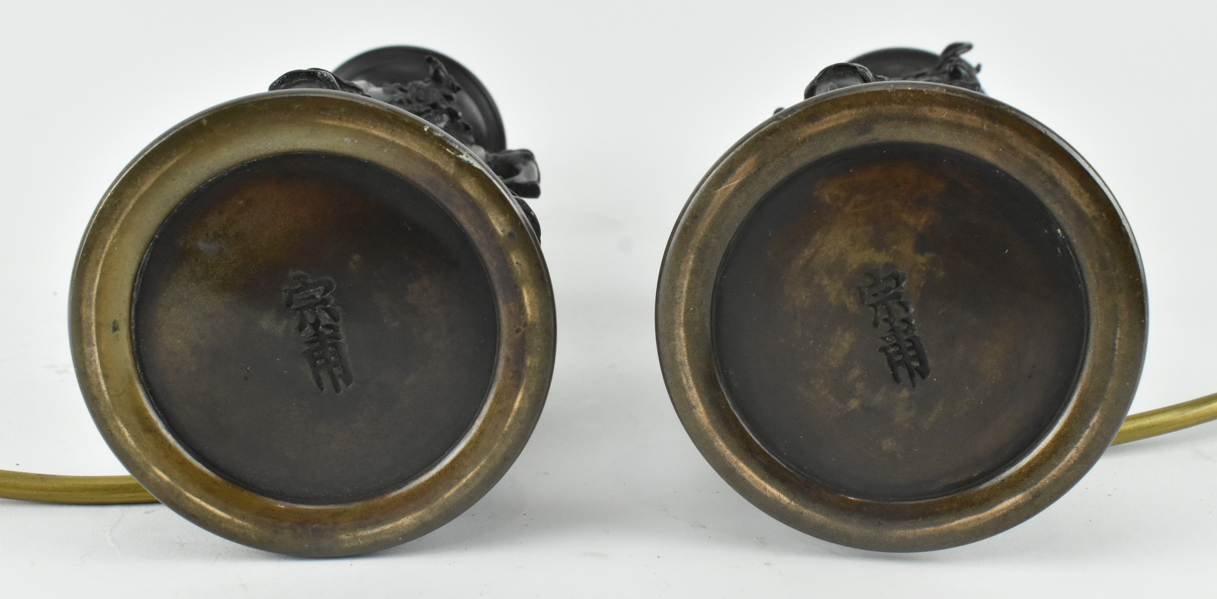 SOHO SUNOSUKE - PAIR OF BRONZE CANDLE STICK LAMP BASES - Image 6 of 7