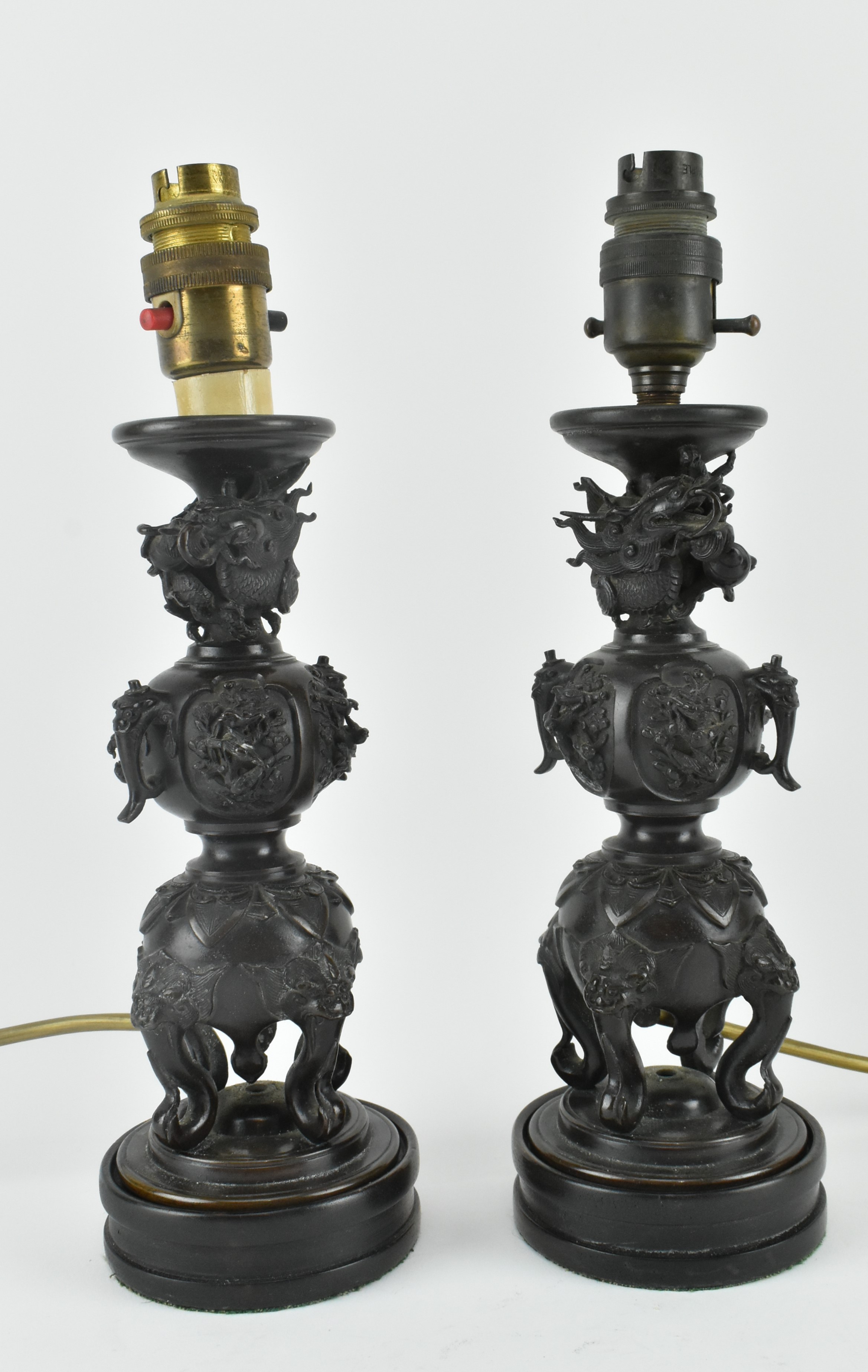 SOHO SUNOSUKE - PAIR OF BRONZE CANDLE STICK LAMP BASES