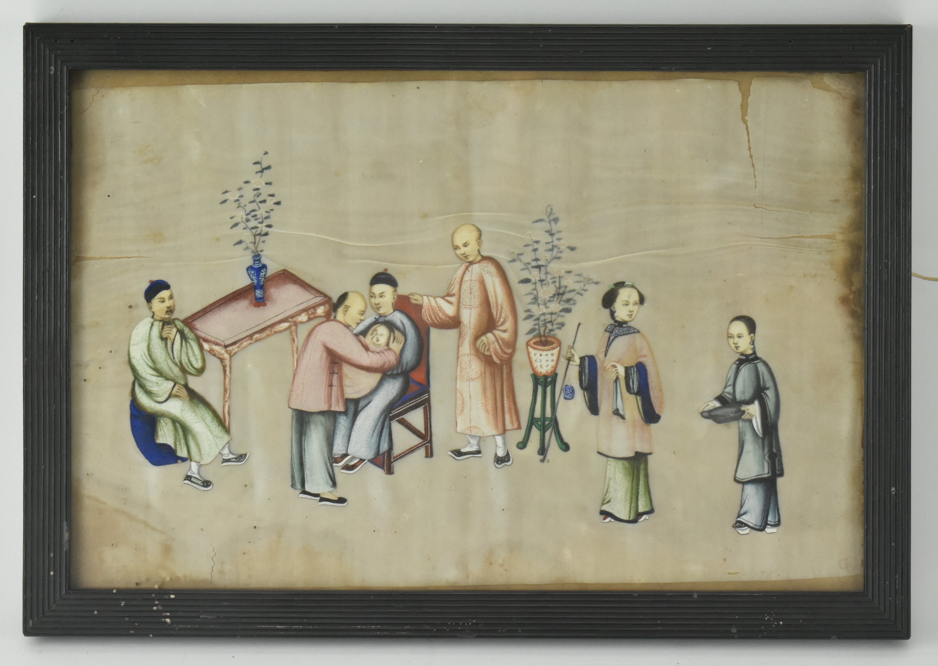 QING DYNASTY CHINESE RICE PAPER PAINTING 清 通草纸画 - Image 2 of 9