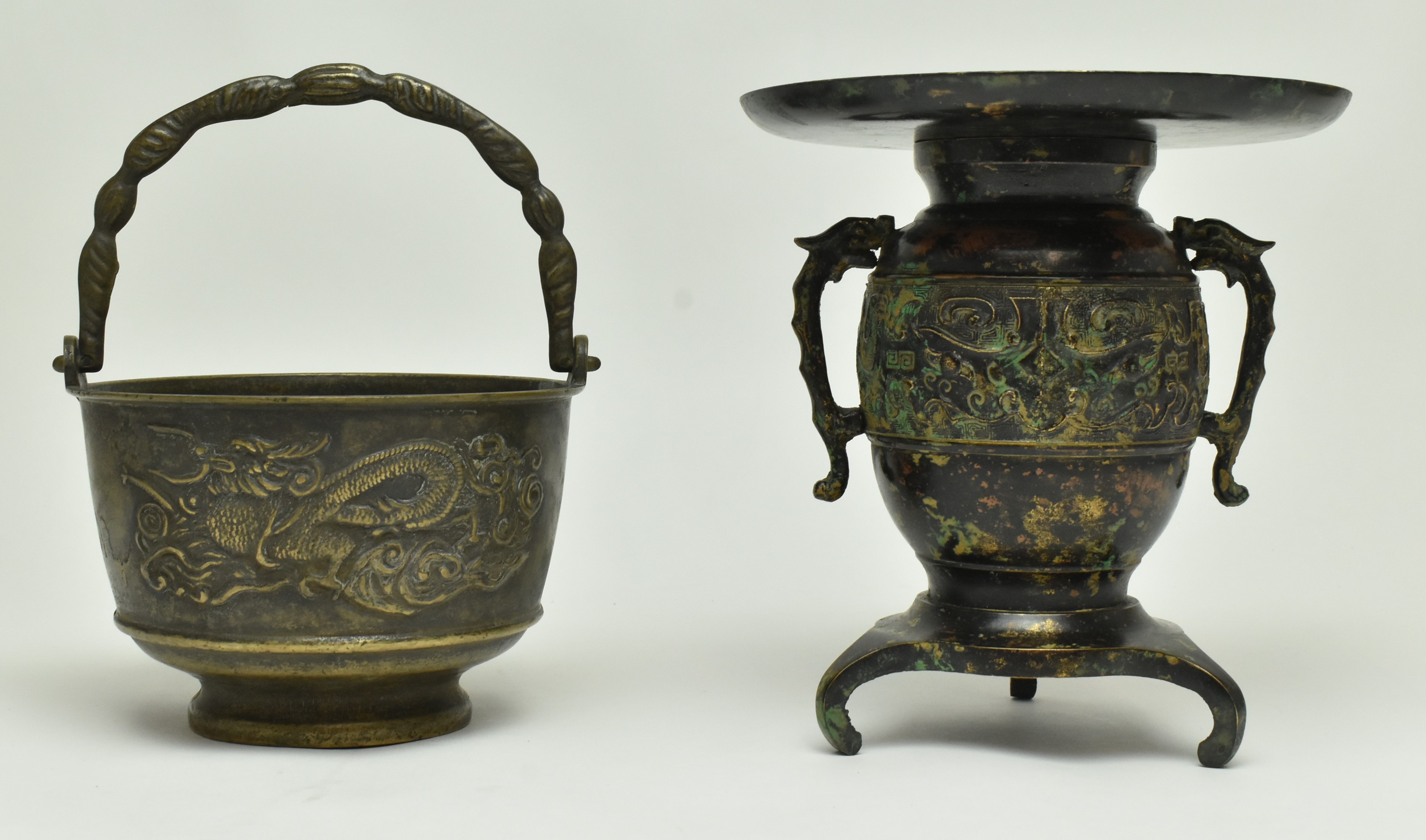 TWO JAPANESE BRONZE PIECES "DRAGON" CENSER AND PLANT POT - Image 2 of 12