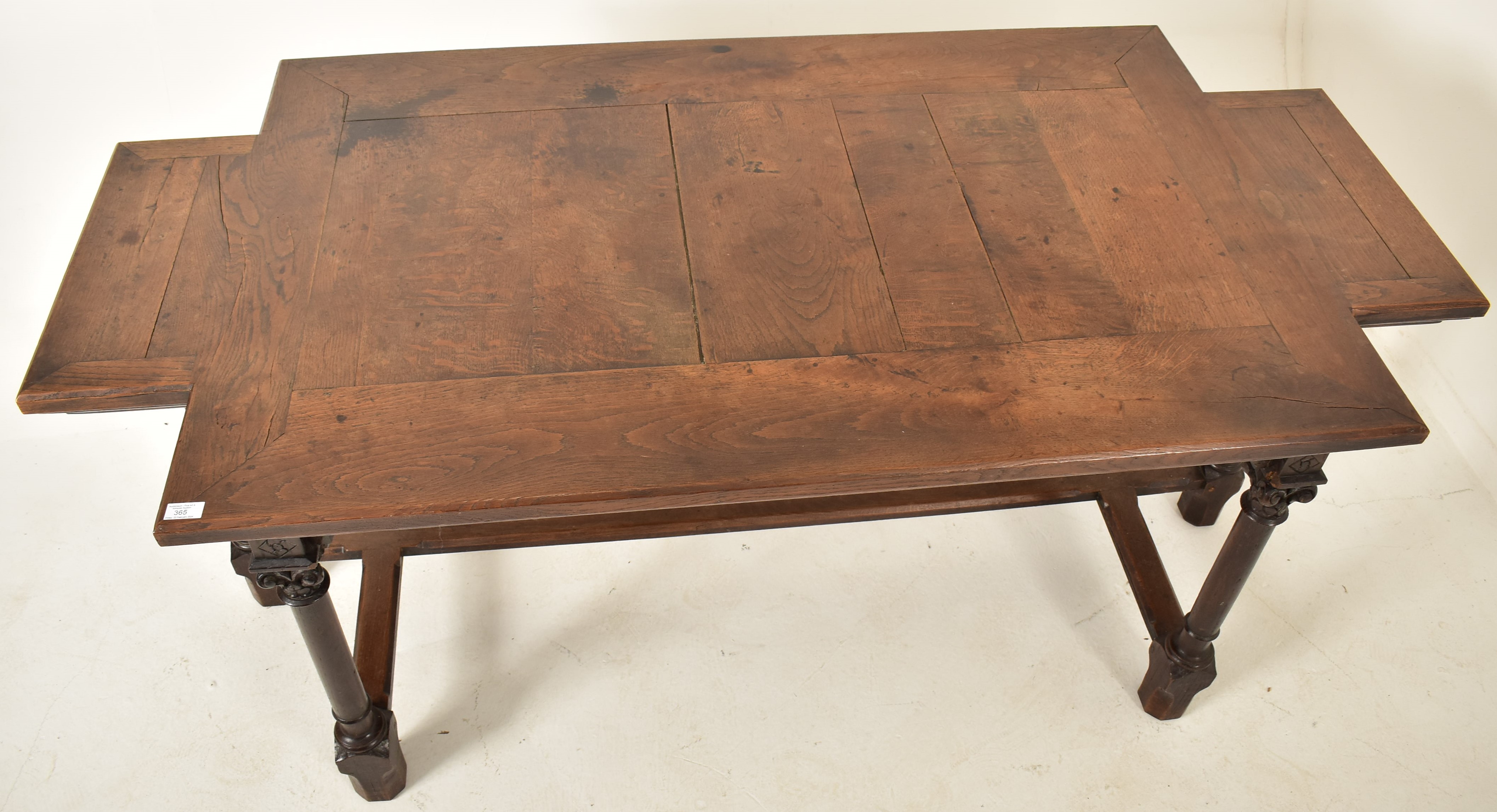 19TH CENTURY FRENCH OAK REFECTORY SHAPED DINING TABLE - Image 2 of 5