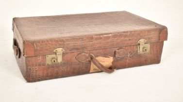 EARLY 20TH CENTURY CROCODILE SKIN LEATHER SUITCASE