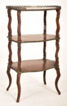 FRENCH 19TH CENTURY MAHOGANY INLAID THREE TIER WHATNOT