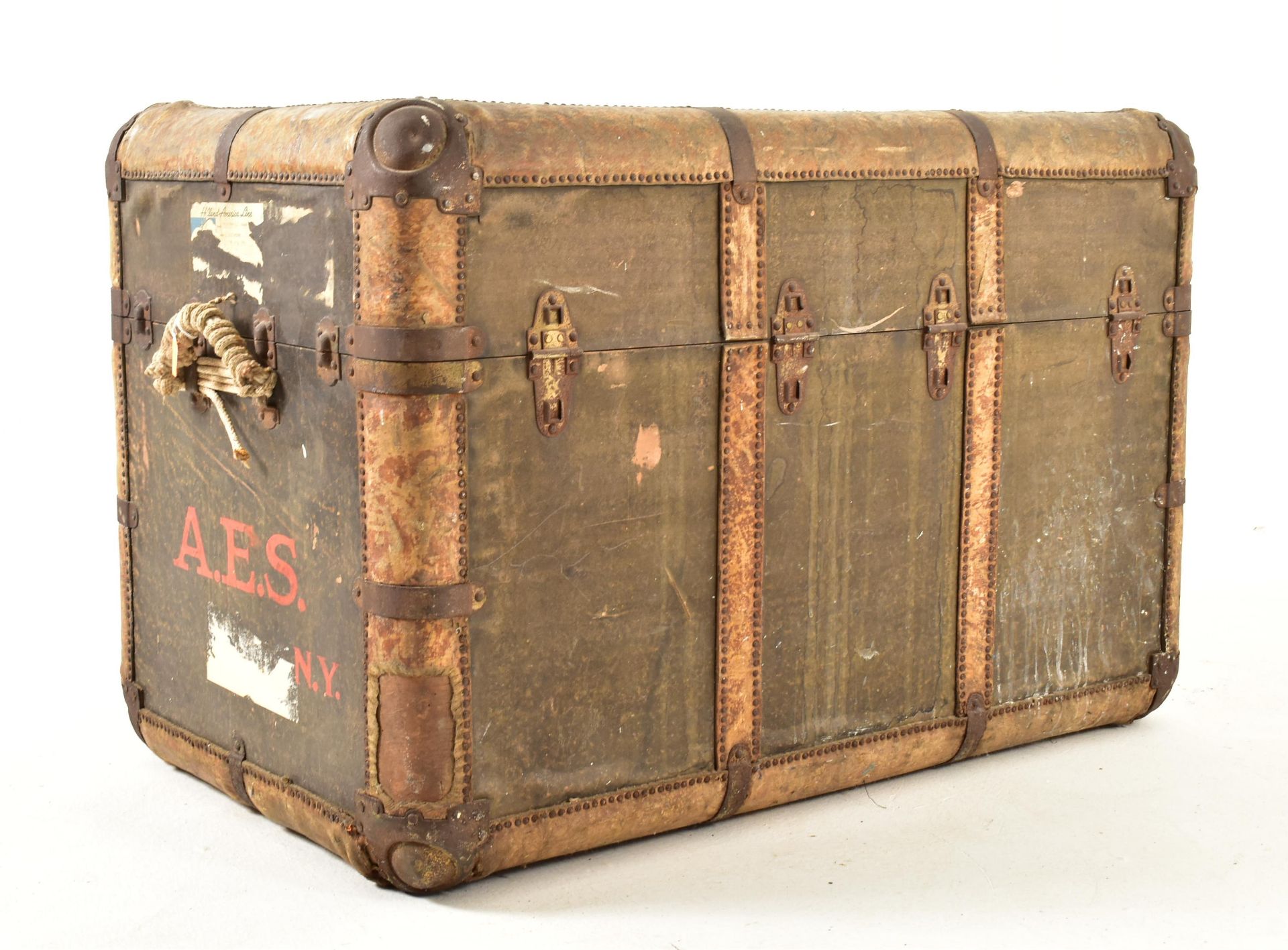 CROSS, LONDON - EARLY 20TH CENTURY LEATHER STEAMER TRUNK - Image 8 of 8