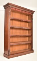 VICTORIAN MAHOGANY & LEATHER ARCADE OPEN FRONT BOOKCASE