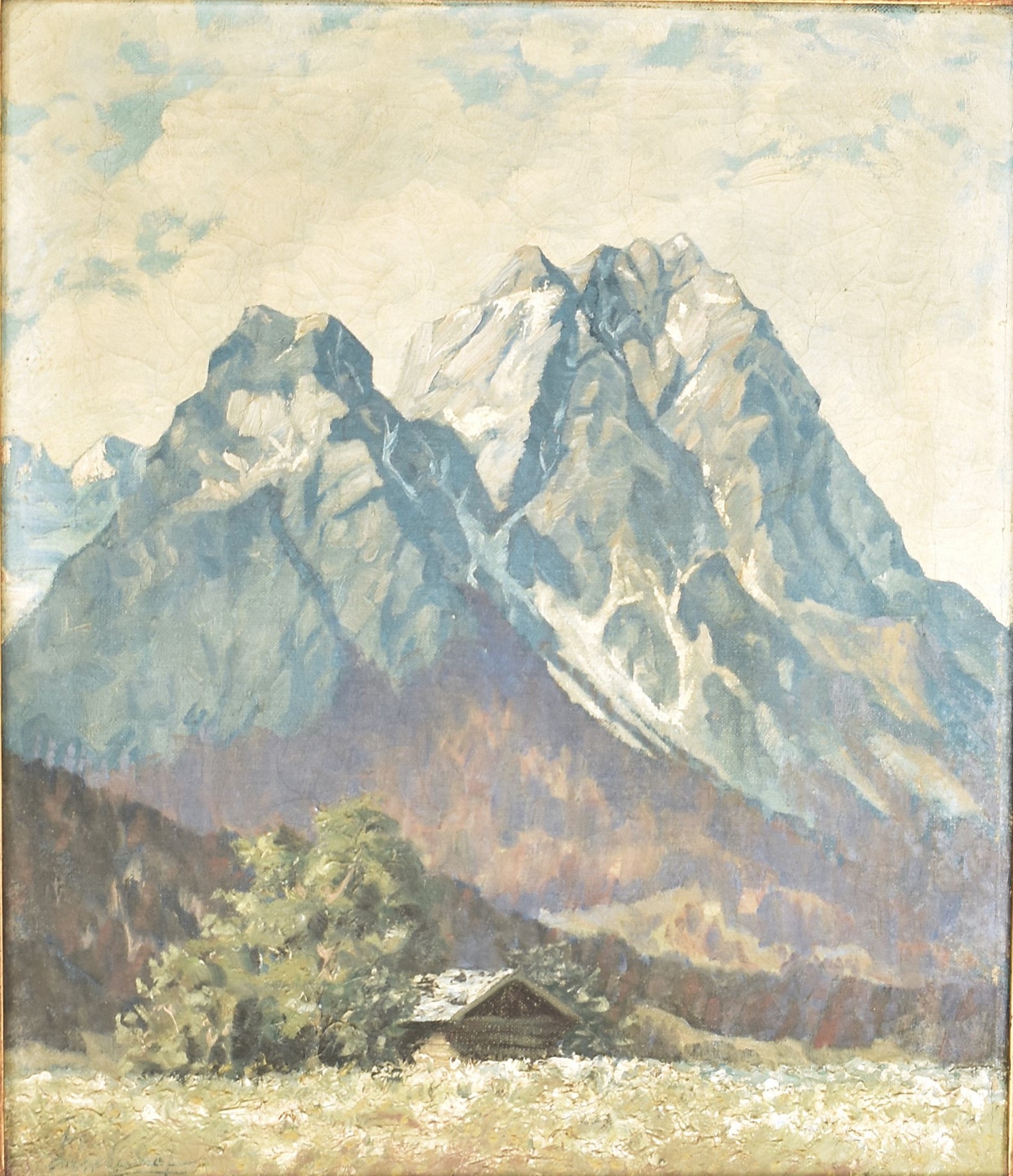 AFTER FRANK KRIPPENDORF (1907-1982) - OIL ON CANVAS ALPS PAINTING - Image 2 of 6