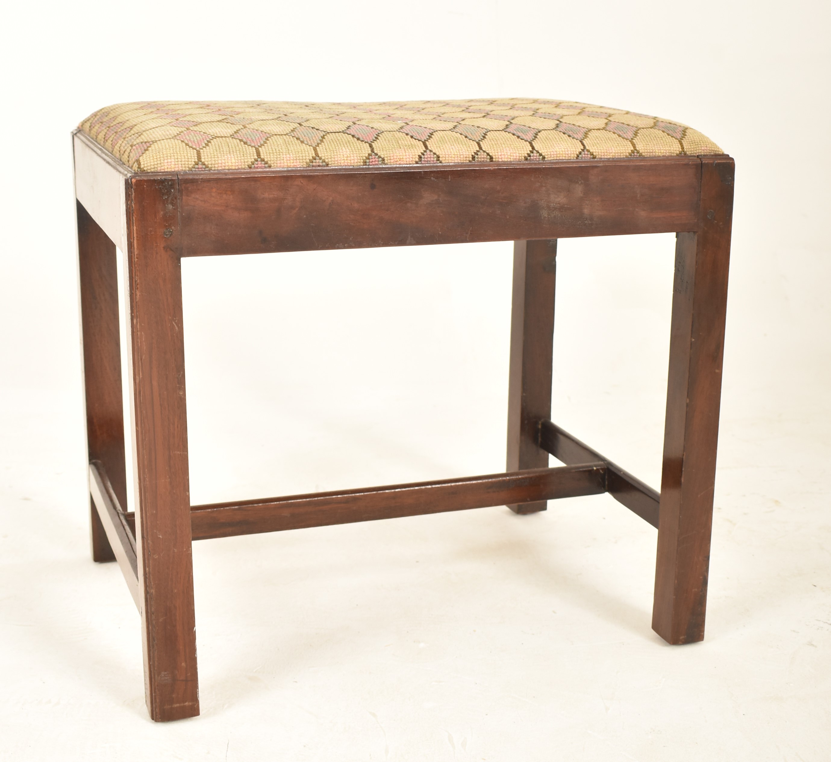 GEORGE III MAHOGANY UPHOLSTERED PIANO FOOT STOOL - Image 4 of 4