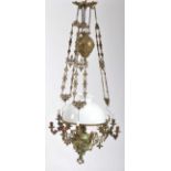 LARGE 19TH CENTURY ART NOUVEAU FRENCH BRASS CHANDELIER