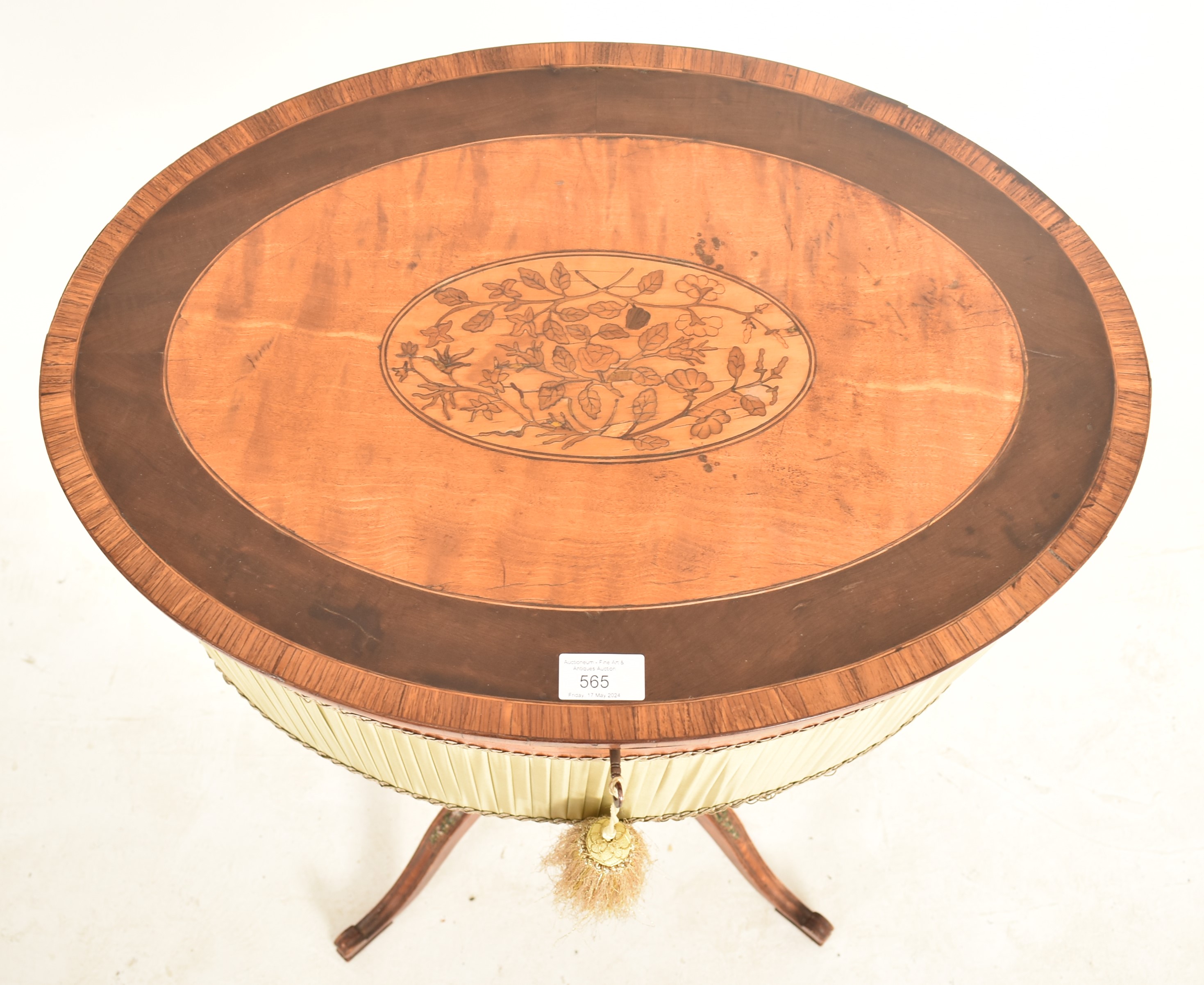 19TH CENTURY SHERATON REVIVAL SATINWOOD WORK TABLE - Image 2 of 6