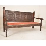 19TH CENTURY VICTORIAN CARVED OAK GOTHIC HALL SETTLE