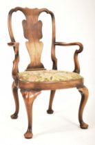 QUEEN ANNE STYLE 19TH CENTURY WALNUT ARMCHAIR