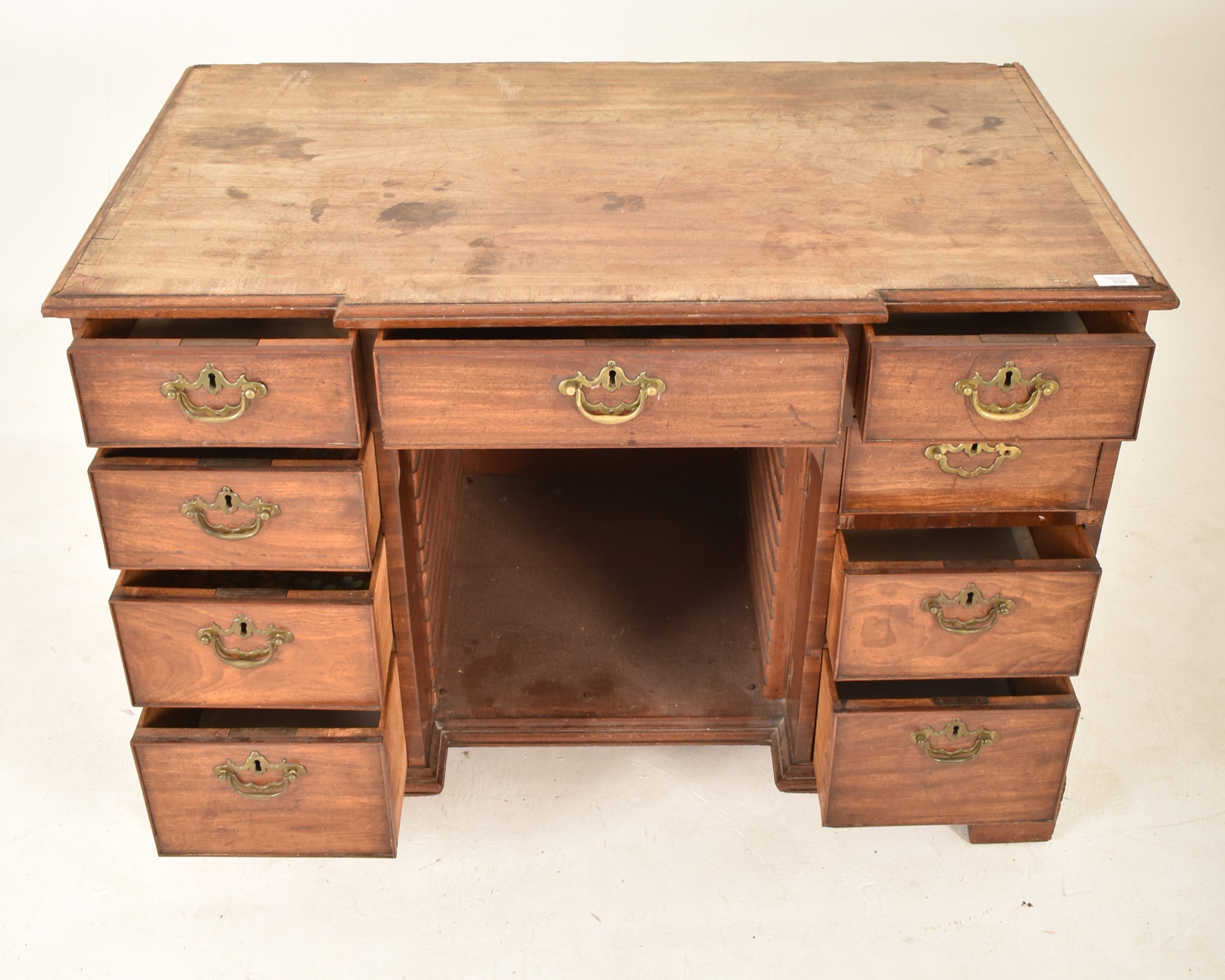 GEORGE III LATE 18TH CENTURY MAHOGANY BREAKFRONT DESK - Image 3 of 5