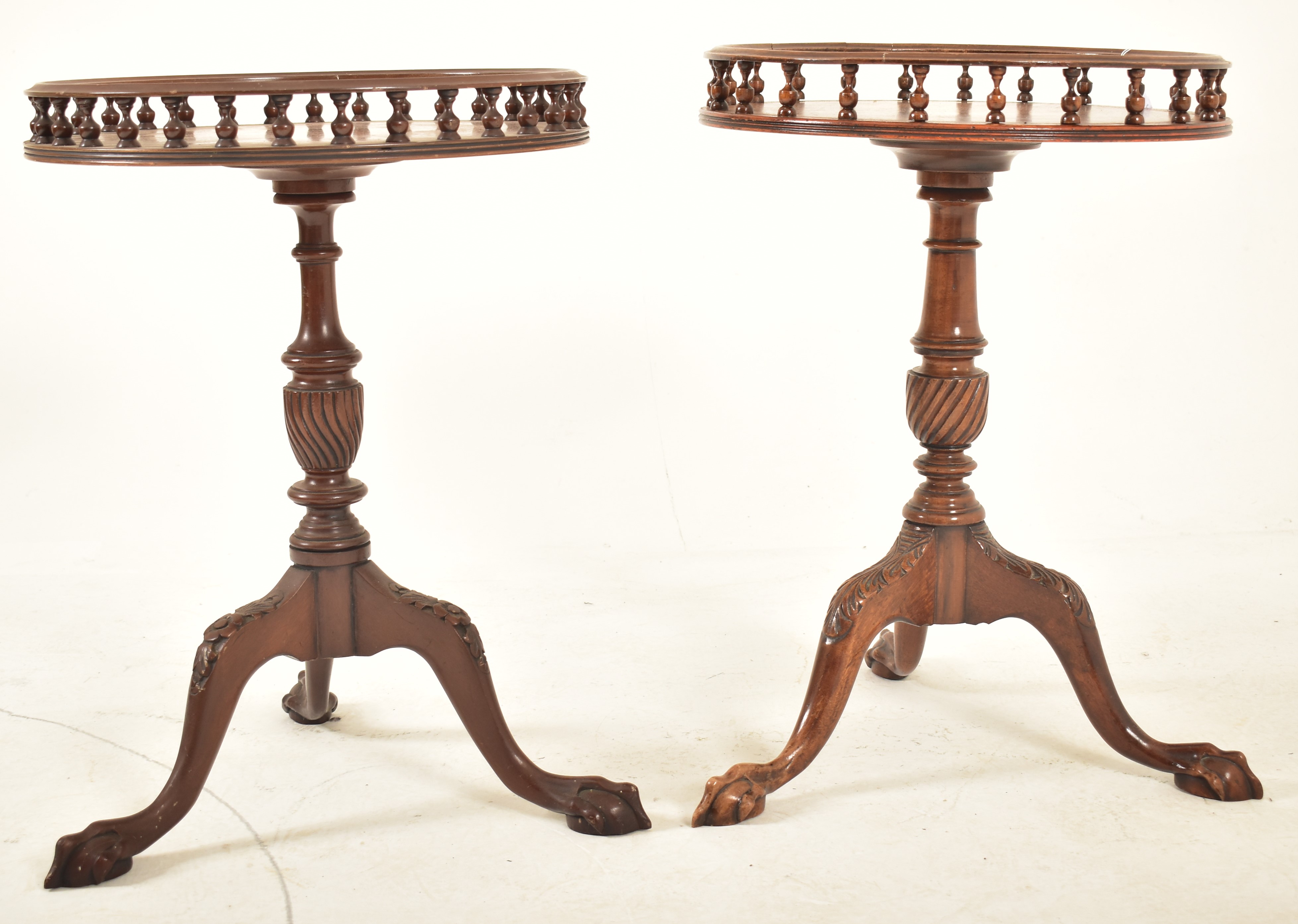 MATCHED PAIR OF REGENCY REVIVAL WINE TRIPOD TABLES