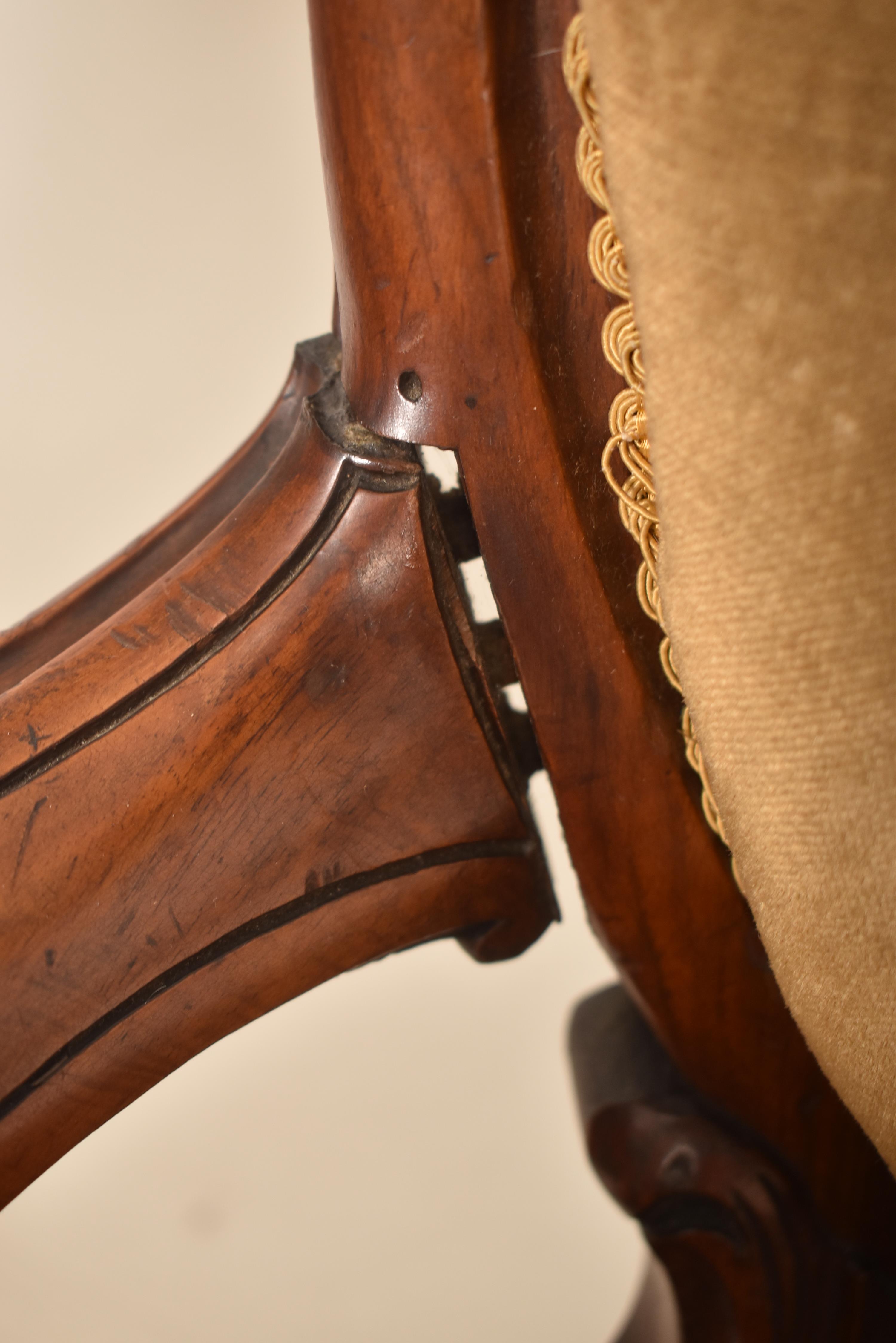 PAIR OF VICTORIAN MAHOGANY & VELVET BUTTON BACK ARMCHAIRS - Image 3 of 7