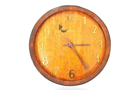 MID CENTURY KIENZLE COOPERED BARREL CLOCK - Image 1 of 5