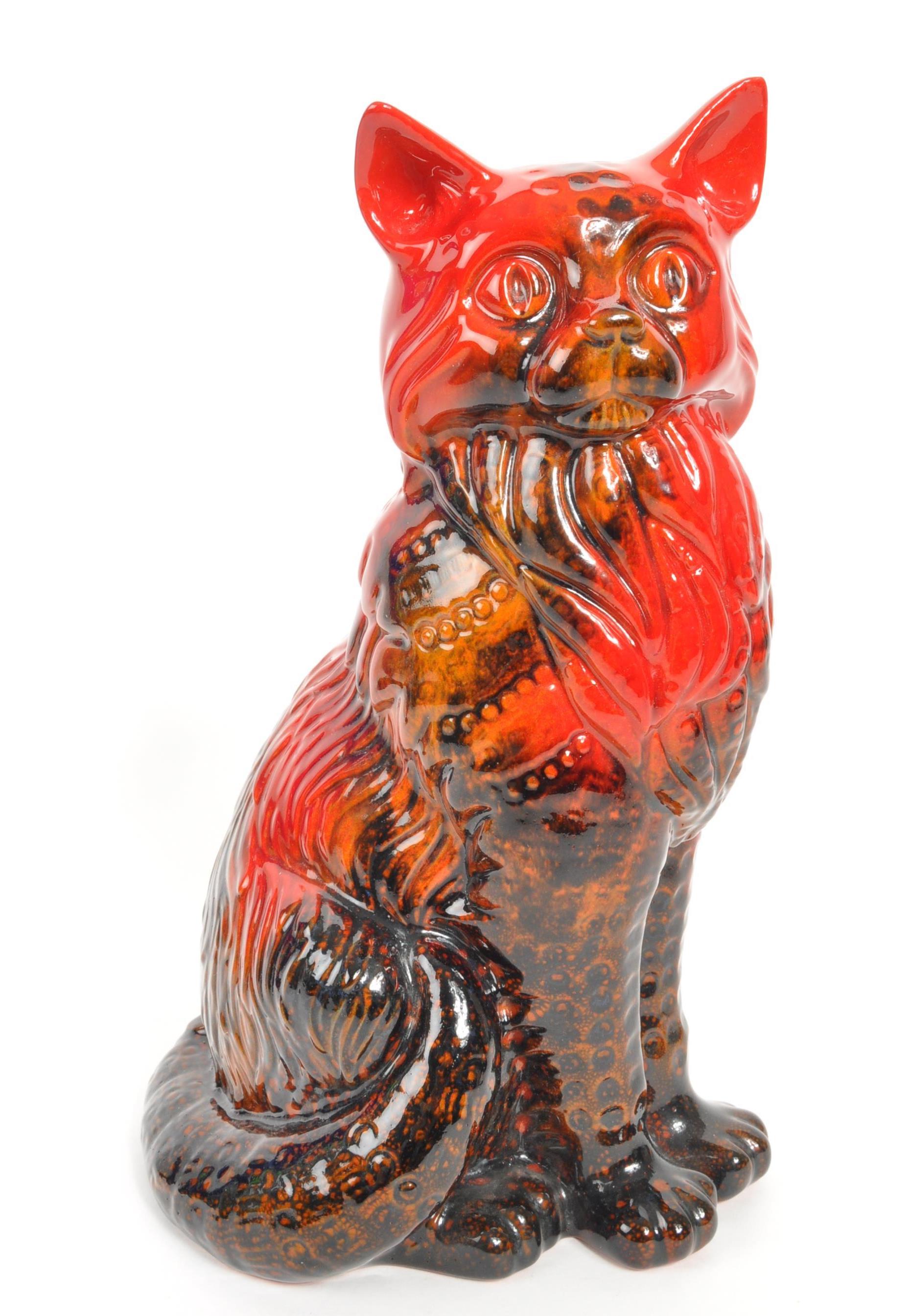 ROYAL DOULTON - LARGE FLAMBE VEINED CAT FIGURE