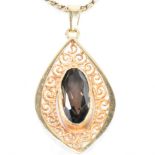 HALLMARKED 9CT GOLD & QUARTZ PENDANT NECKLACE