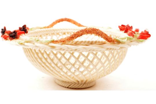 BELLEEK - EARLY 20TH CENTURY PORCELAIN WOVEN BASKET - Image 2 of 6