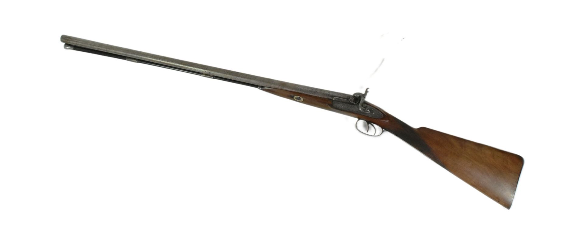 19TH CENTURY DOUBLE BARREL PERCUSSION CAP SHOTGUN