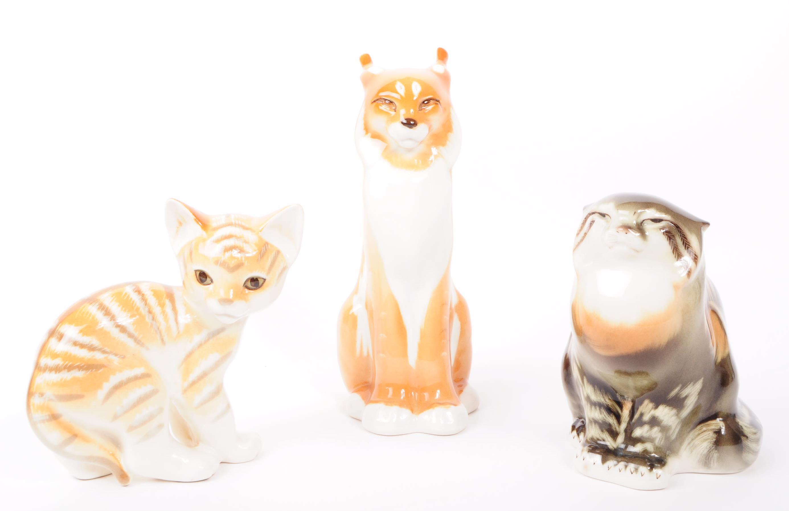 LOMONOSOV - THREE RUSSIAN PORCELAIN CAT FIGURES