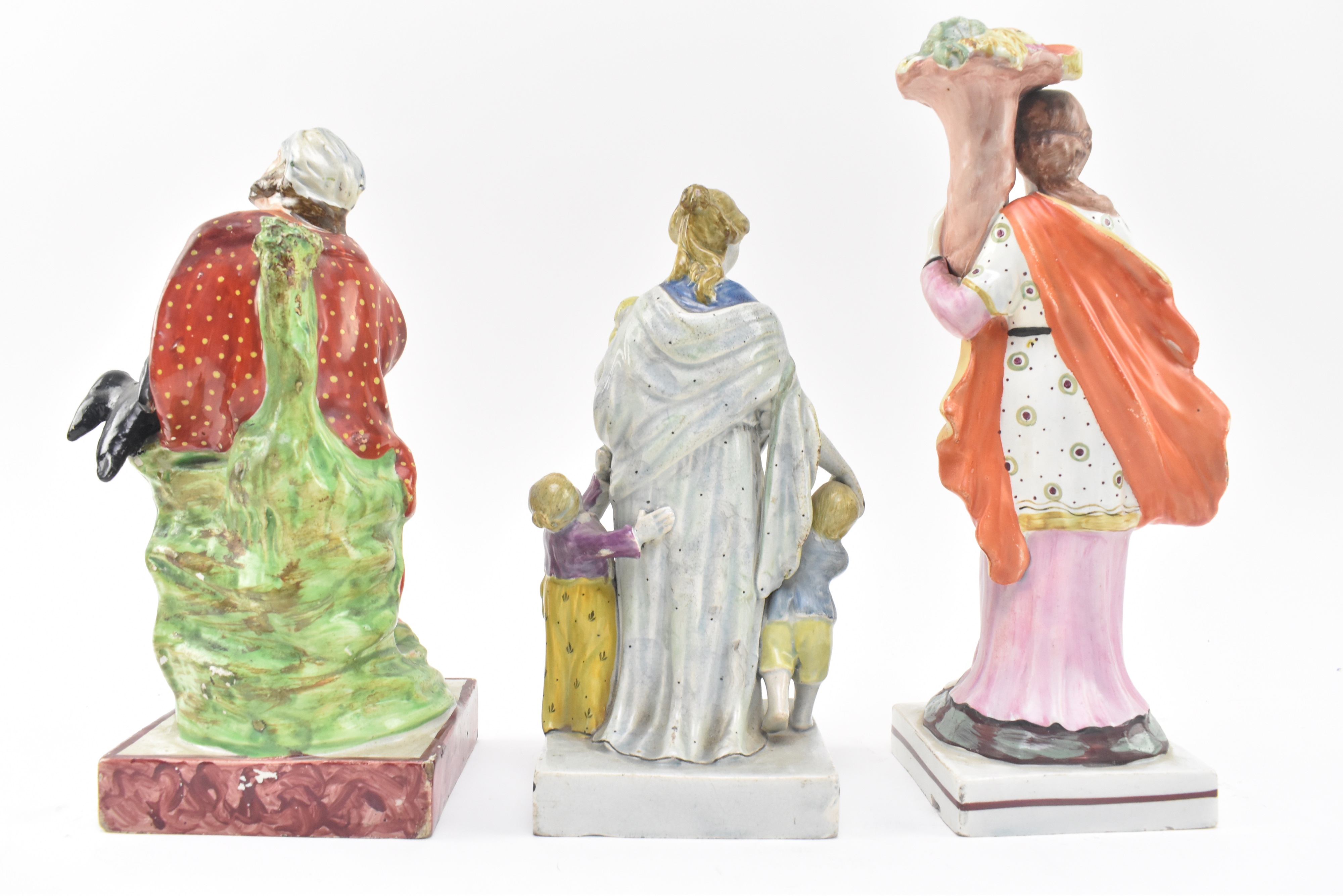 THREE EARLY 19TH CENTURY STAFFORDSHIRE FIGURINES OF ELIJAH & CHARITY - Image 5 of 8