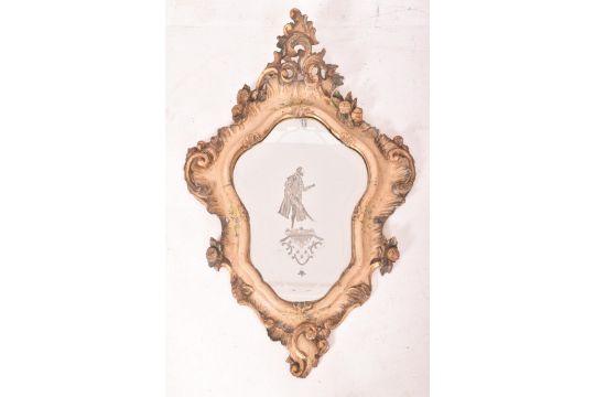 PAIR OF VENETIAN 19TH CENTURY ACID ETCHED HIS & HERS WALL MIRRORS - Bild 4 aus 9