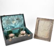 HALLMARKED SILVER CAPSTAN INKWELLS & MAPPIN & WEBB SILVER PHOTOGRAPH FRAME