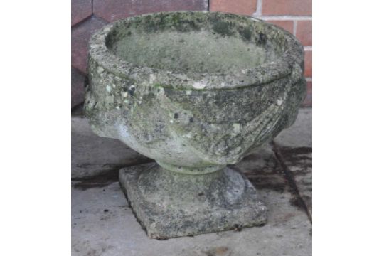 COLLECTION OF THREE STONE COMPOSITE CAMPANA GARDEN PLANTERS - Image 4 of 5